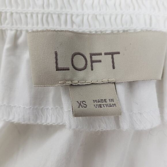 Loft Smocked Off The Shoulder Cotton Blouse Top - Picture 3 of 7